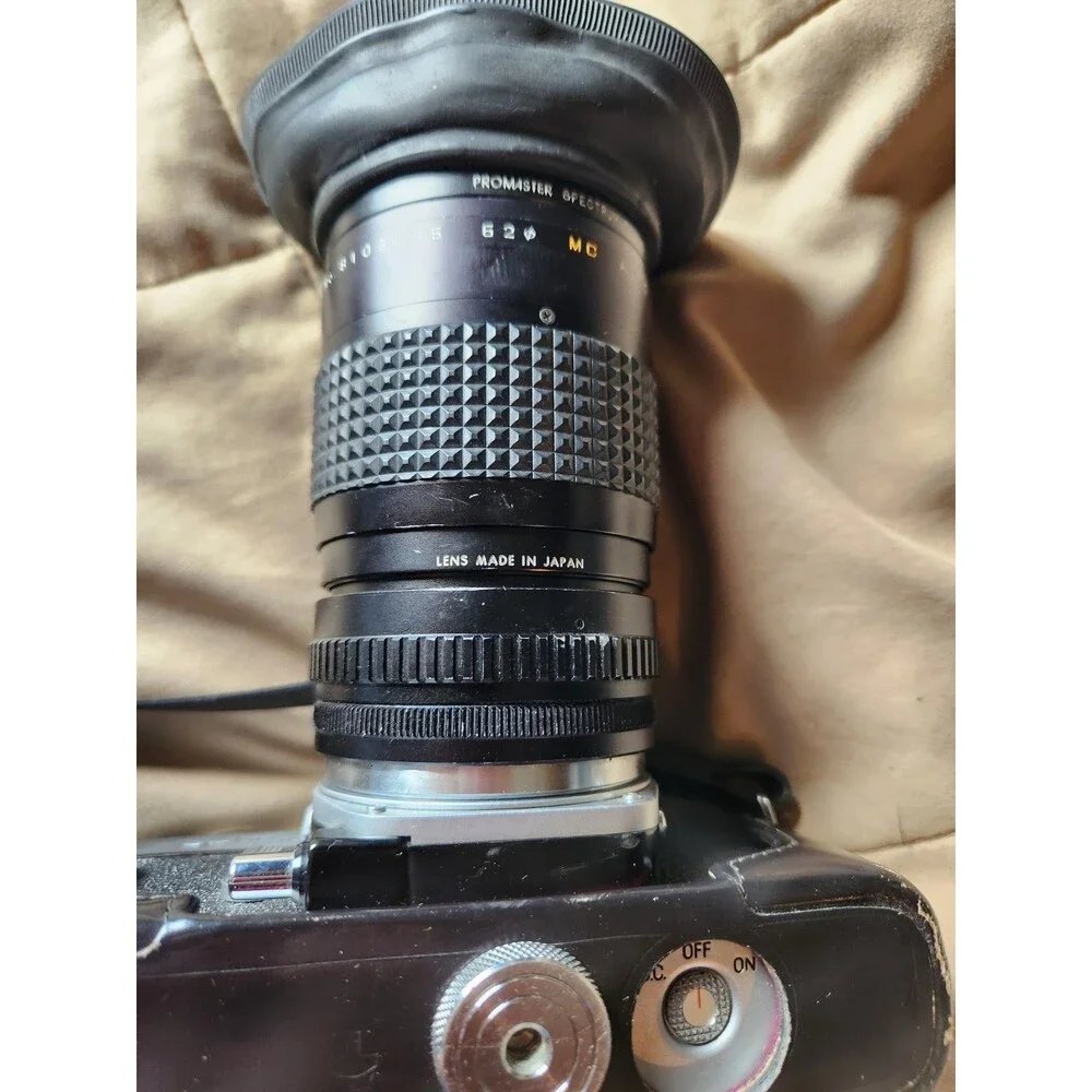 Minolta SRT 101 35mm Film SLR Camera w/ Promaster 35-105mm Zoom Lens - TESTED